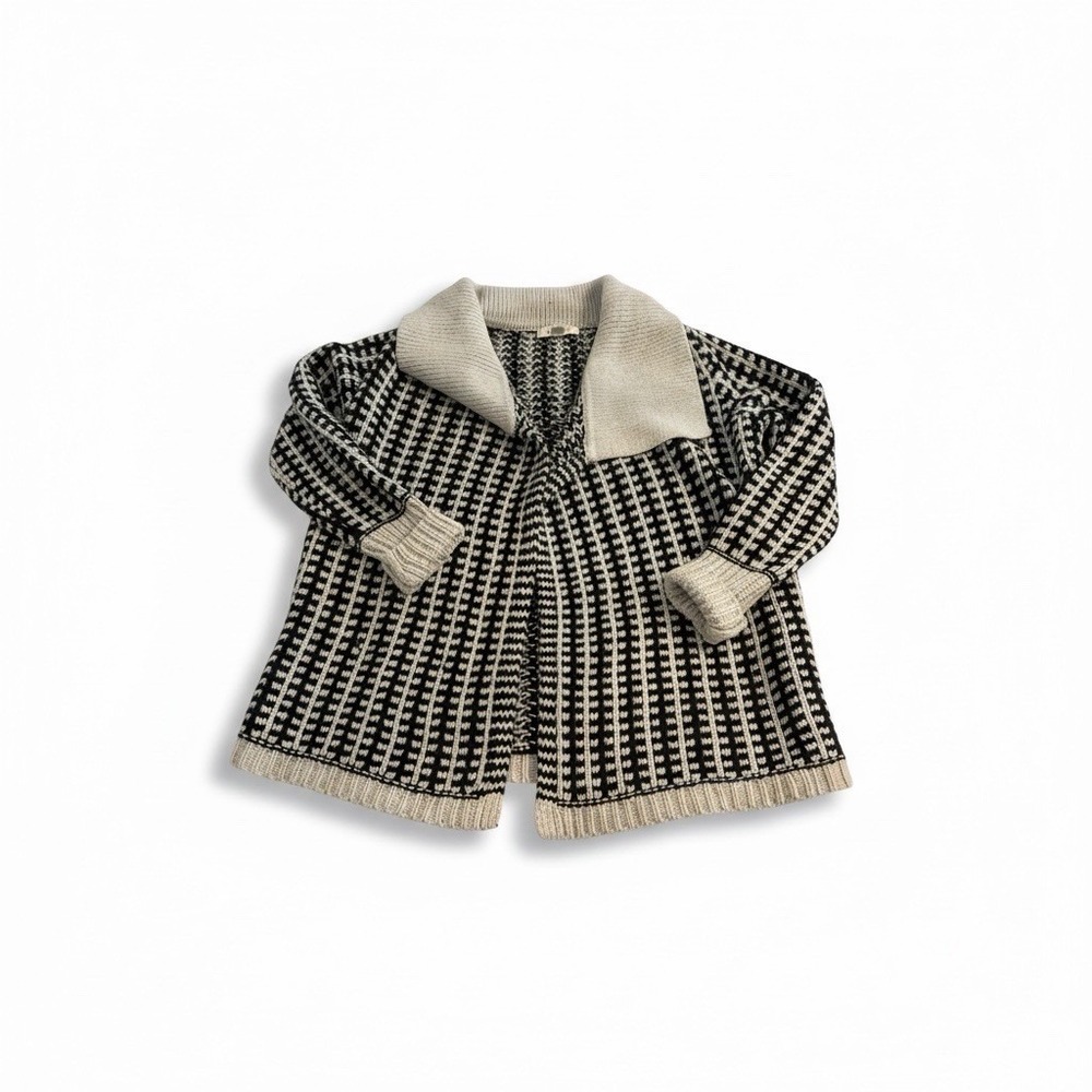 Ellen Tracy Wool Collared Open Front Cardigan Sz L